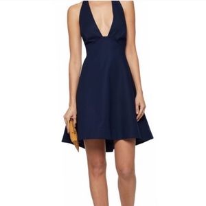 NWT Halston Heritage Plunge Halter Dress in Navy